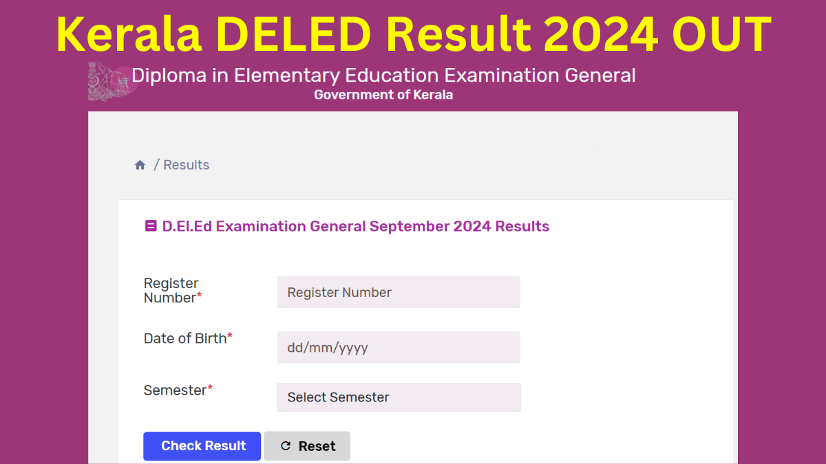 Kerala Deled Result Out At Deledexam Kerala Gov In Check Detail