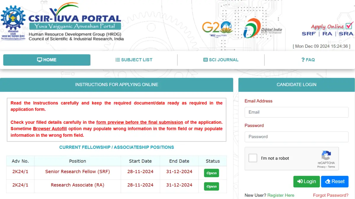 Csir Srf Recruitment Notification Out Exam Date And Application Form