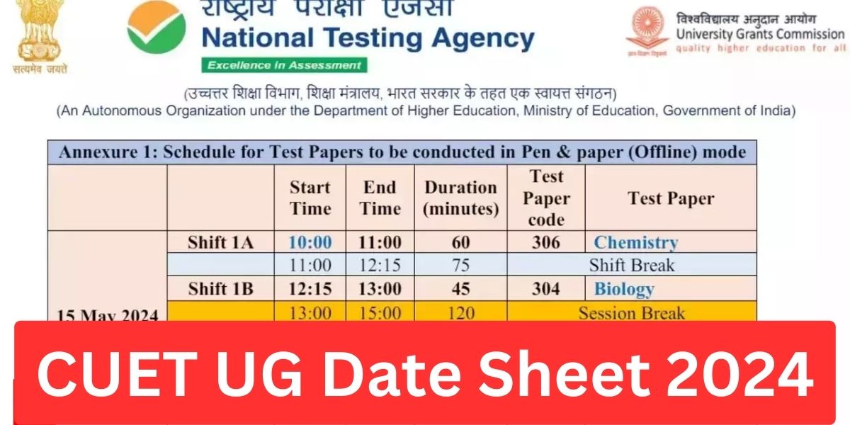 CUET UG Date Sheet 2024 (Out), Check Subject-Wise Exam Date Schedule