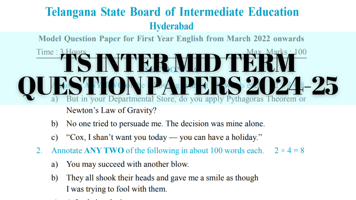 TS Inter Mid Term Question Papers 202425, 1st, 2nd year Model Papers PDF