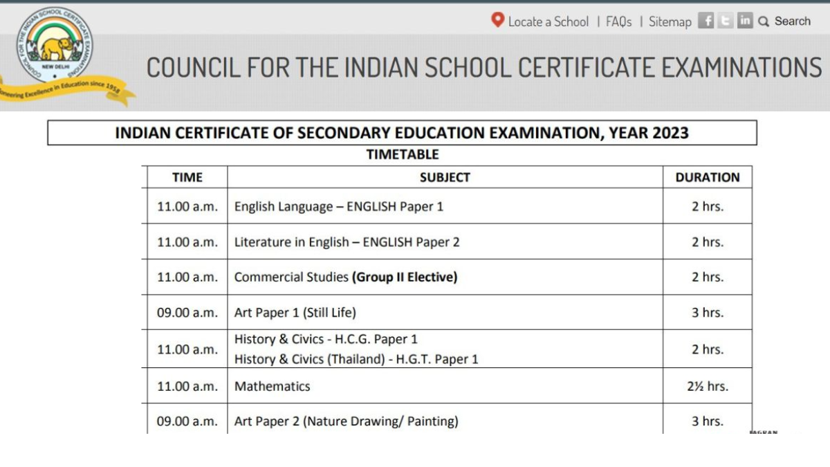 ICSE Class 10 Board Exam Date Sheet 2025 Out, Get 10th Exam Time Table