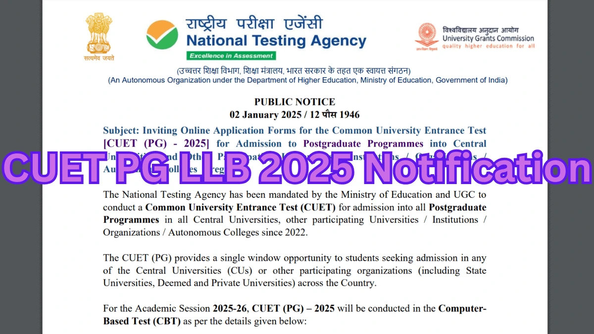 CUET PG LLB Notification 2025 Out, Check Important Dates, Download