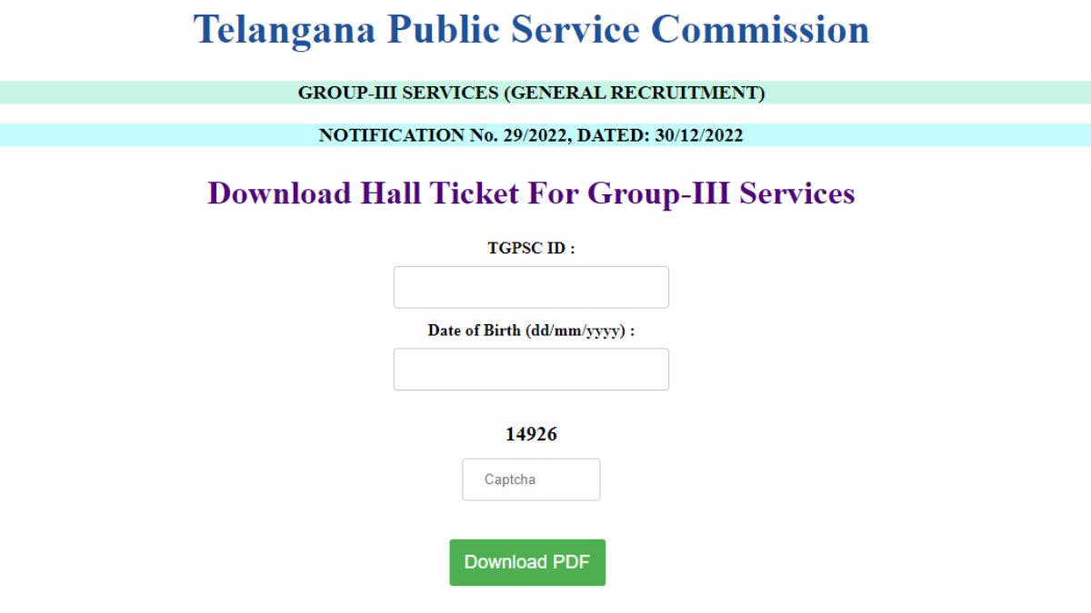 TSPSC Group 3 Hall Ticket 2024 Released By TSPSC at www.tspsc.gov.in